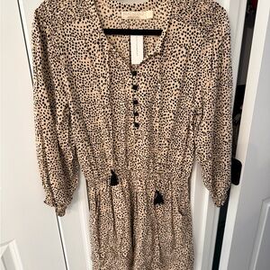 BEACHGOLD Black and Tan Leopard Romper